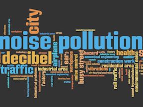 Word cloud showing words like 'noise, 'pollution' and 'city'