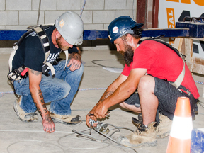 Workers training in WHSC's Suspended Access Equipment Installer & Operator program