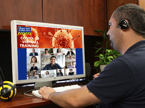 Worker getting COVID-19 training in a virtual classroom