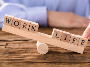 Scaling with the word 'life' weighing more than the word 'work'