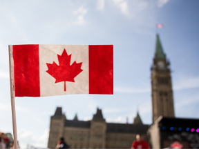 Canadian flag on Parliament Hill