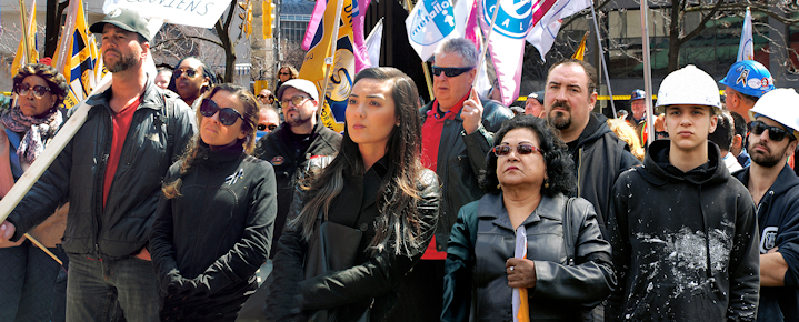 Workers gather on National Day of Mourning in Ontario to recognize workers injured, killed, or made ill on the job