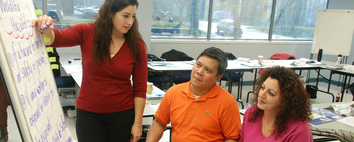 Instructor delivers health and safety training on-site in the workplace