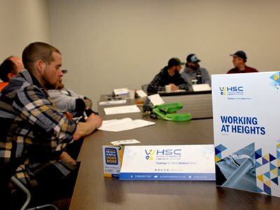 Group of workers taking WHSC Working at Heights training.