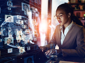 Woman using computer